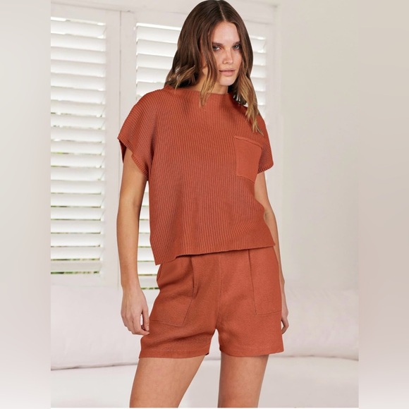 ANRABESS Women's Two Piece Summer Outfits Knit Sweater Short Set Size Small - Picture 4 of 9
